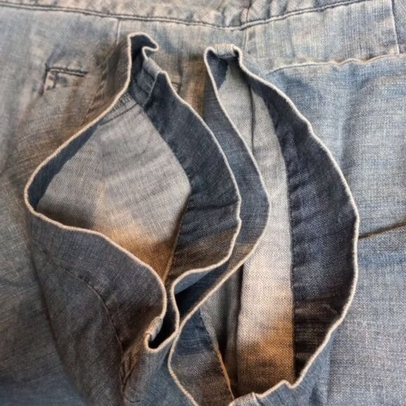 Lands End Size 6P Capri Pants Womens Denim Linen Blend Wide Leg - Picture 6 of 11